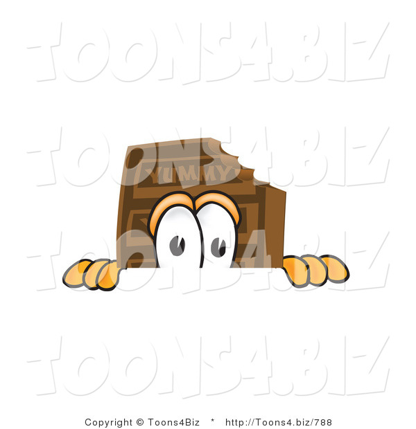 Vector Illustration of a Cartoon Chocolate Mascot Peeking over a Surface