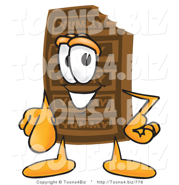 Vector Illustration of a Cartoon Chocolate Mascot Pointing at the Viewer