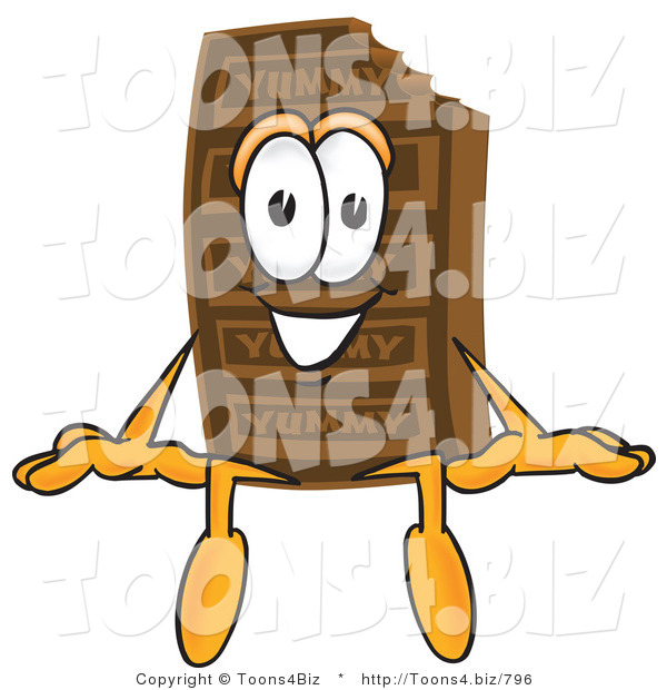 Vector Illustration of a Cartoon Chocolate Mascot Sitting