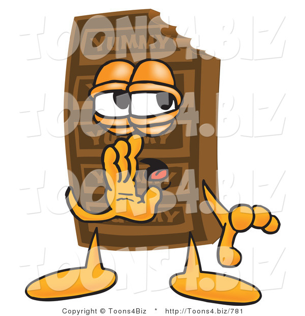 Vector Illustration of a Cartoon Chocolate Mascot Whispering and Gossiping