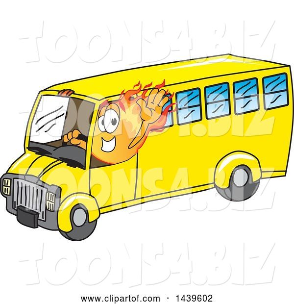 Vector Illustration of a Cartoon Comet Mascot Driving a School Bus