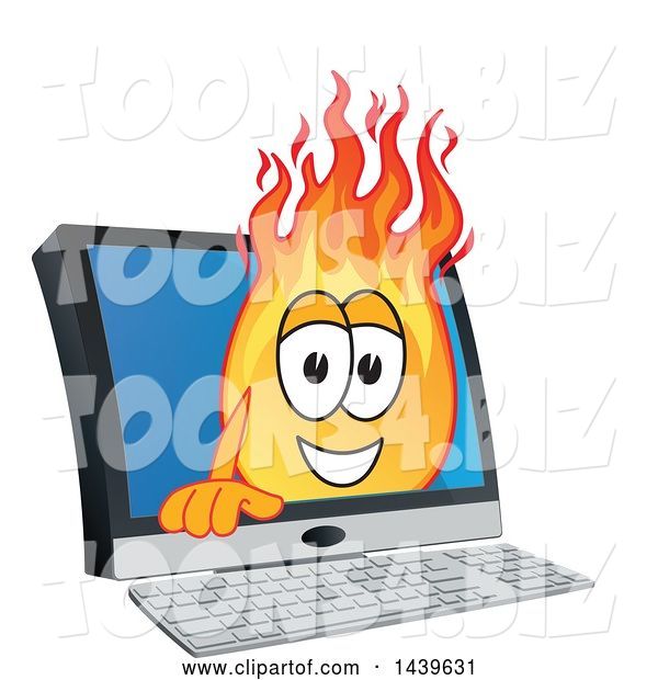 Vector Illustration of a Cartoon Comet Mascot Emerging from a Computer Screen
