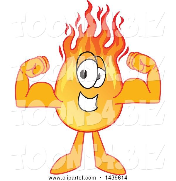 Vector Illustration of a Cartoon Comet Mascot Flexing His Muscles