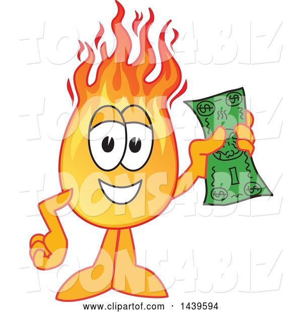 Vector Illustration of a Cartoon Comet Mascot Holding a Banknote