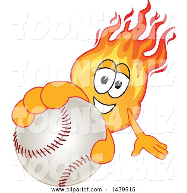 Vector Illustration of a Cartoon Comet Mascot Holding out a Baseball