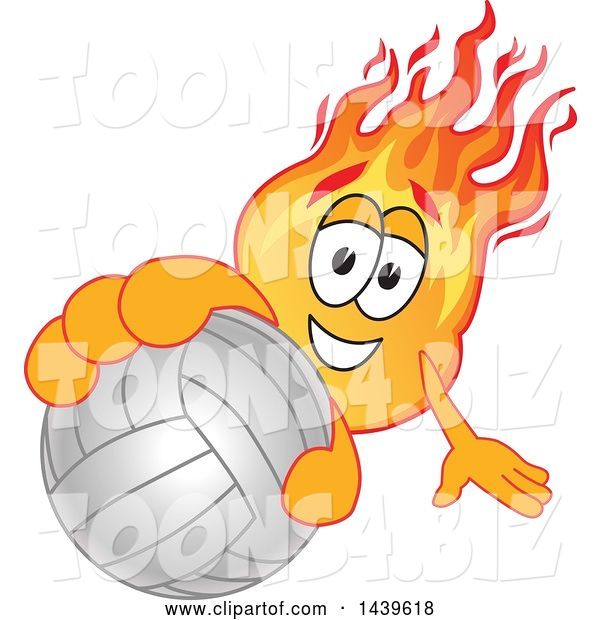 Vector Illustration of a Cartoon Comet Mascot Holding out a Volleyball