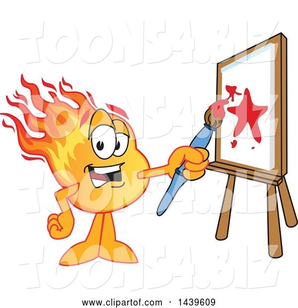Vector Illustration of a Cartoon Comet Mascot Painting an Art Canvas