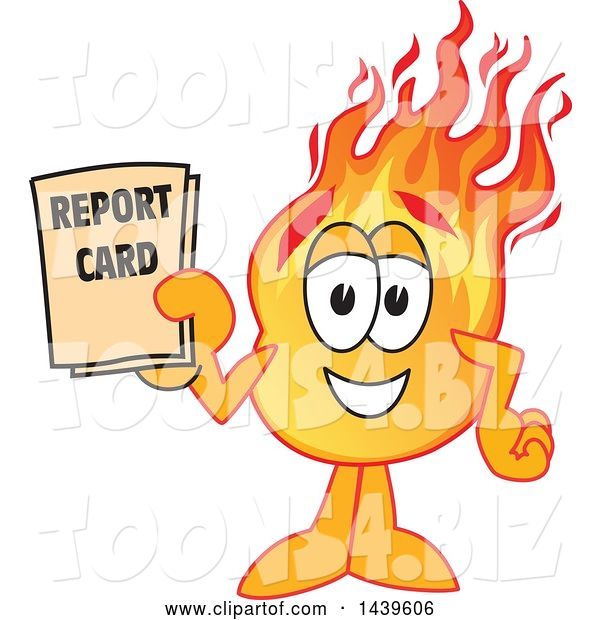 Vector Illustration of a Cartoon Comet Mascot Student Holding a Report Card