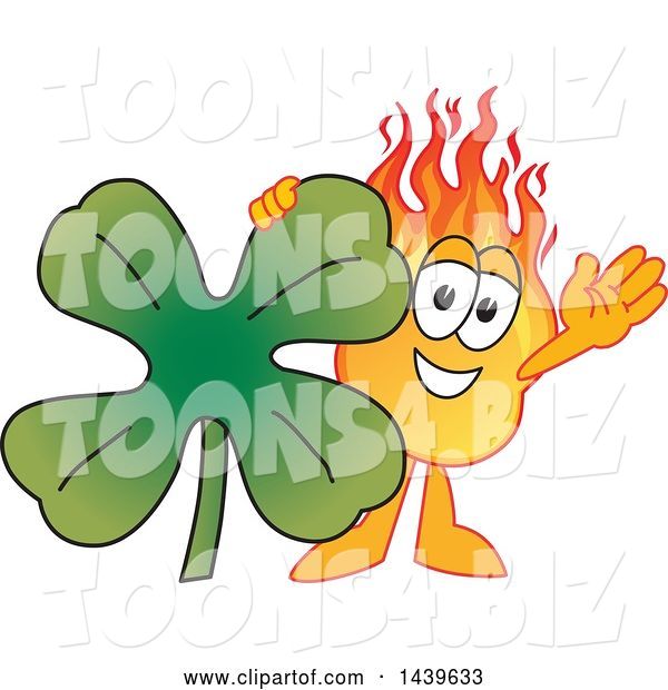 Vector Illustration of a Cartoon Comet Mascot with a Lucky Four Leaf St Patricks Day Shamrock Clover