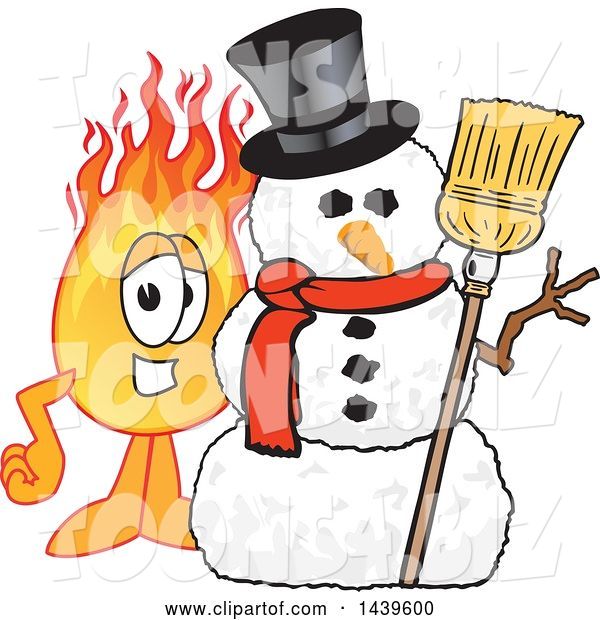 Vector Illustration of a Cartoon Comet Mascot with a Snowman