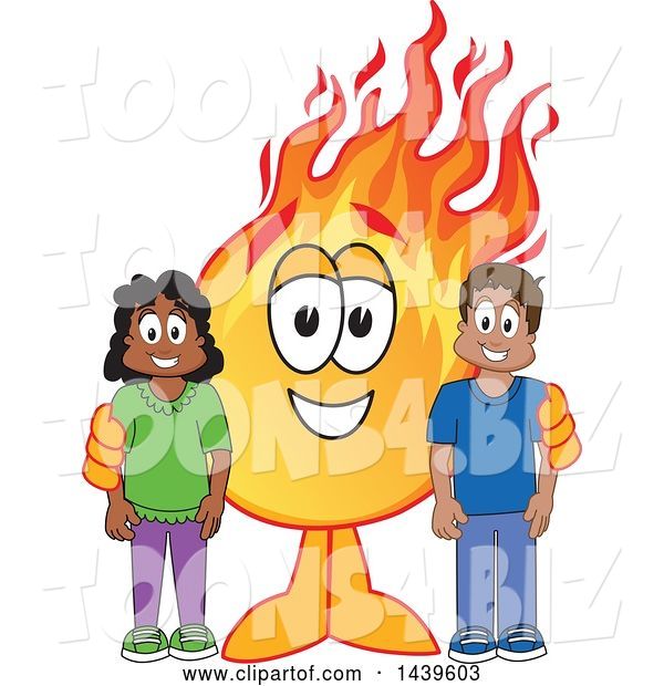 Vector Illustration of a Cartoon Comet Mascot with Happy Students
