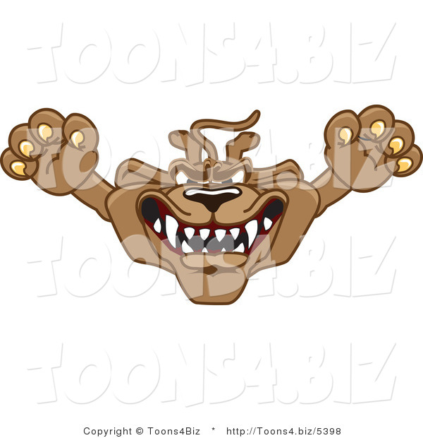 Vector Illustration of a Cartoon Cougar Mascot Character Leaping Outwards