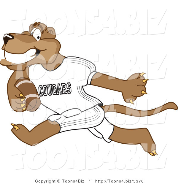 Vector Illustration of a Cartoon Cougar Mascot Character Playing Football