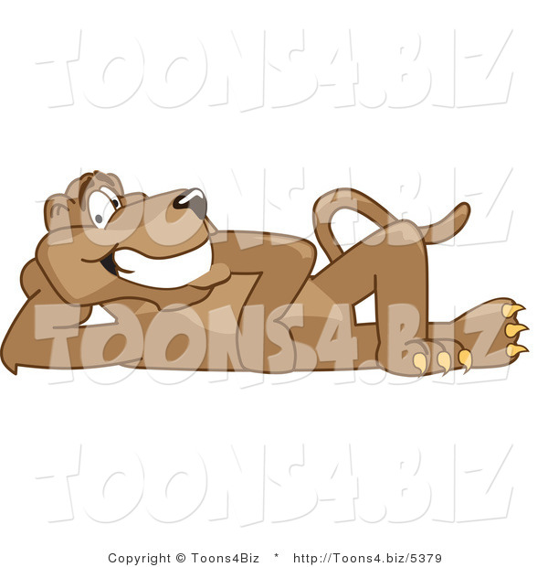 Vector Illustration of a Cartoon Cougar Mascot Character Reclined