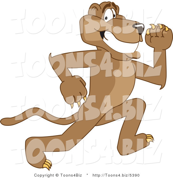 Vector Illustration of a Cartoon Cougar Mascot Character Running