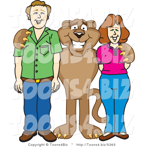 Vector Illustration of a Cartoon Cougar Mascot Character with Adults