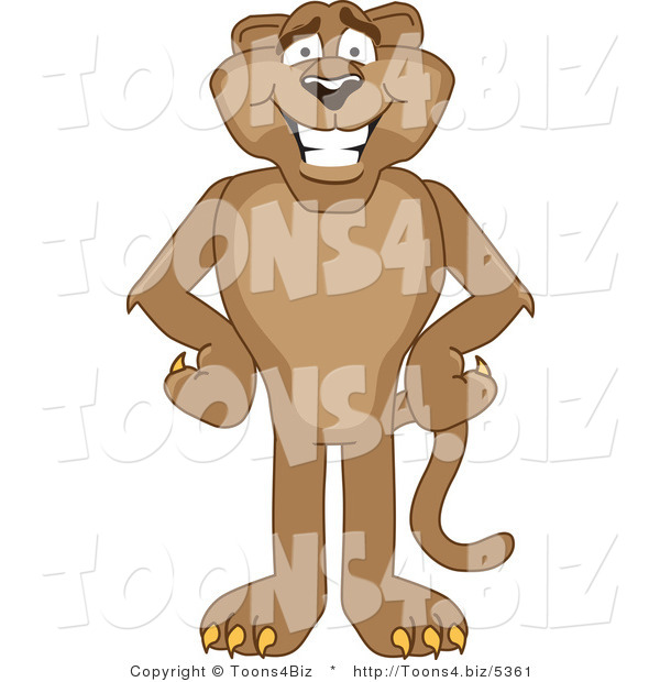 Vector Illustration of a Cartoon Cougar Mascot Character with His Hands on His Hips