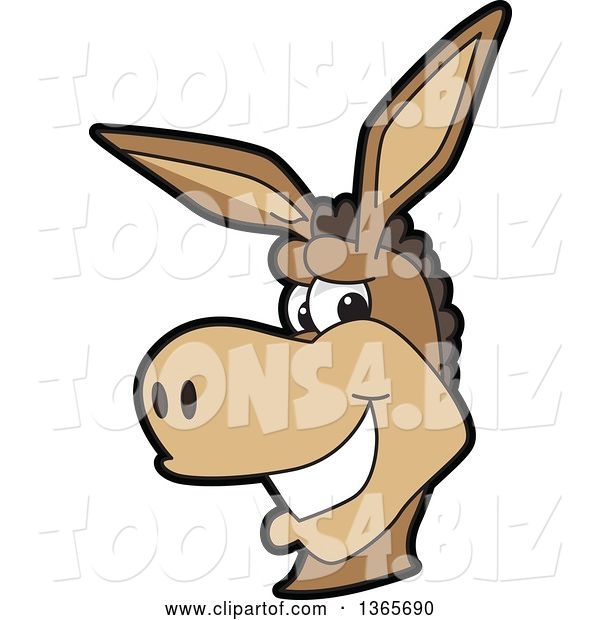 Vector Illustration of a Cartoon Donkey Mascot Character Smiling