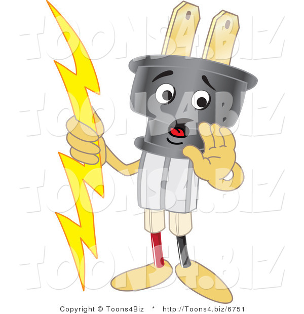 Vector Illustration of a Cartoon Electric Plug Mascot Whispering