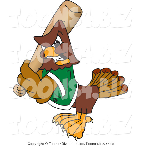 Vector Illustration of a Cartoon Falcon Mascot Character Batting