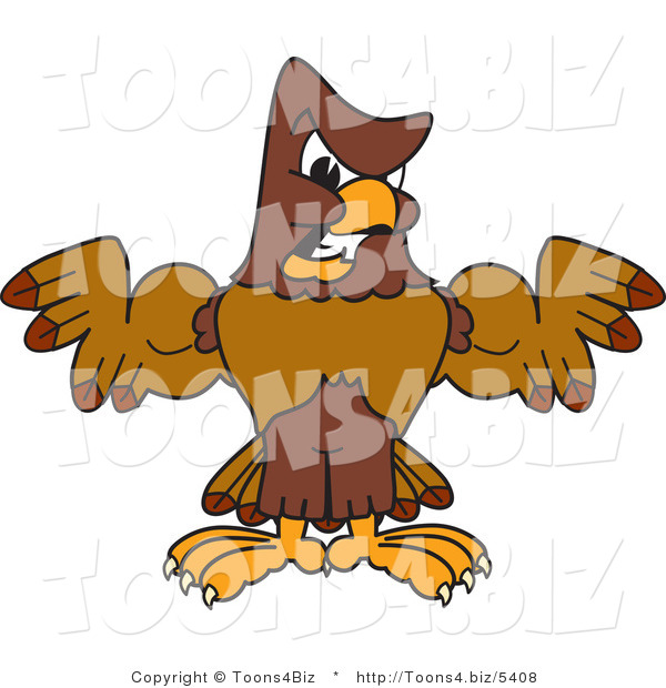 Vector Illustration of a Cartoon Falcon Mascot Character Flexing