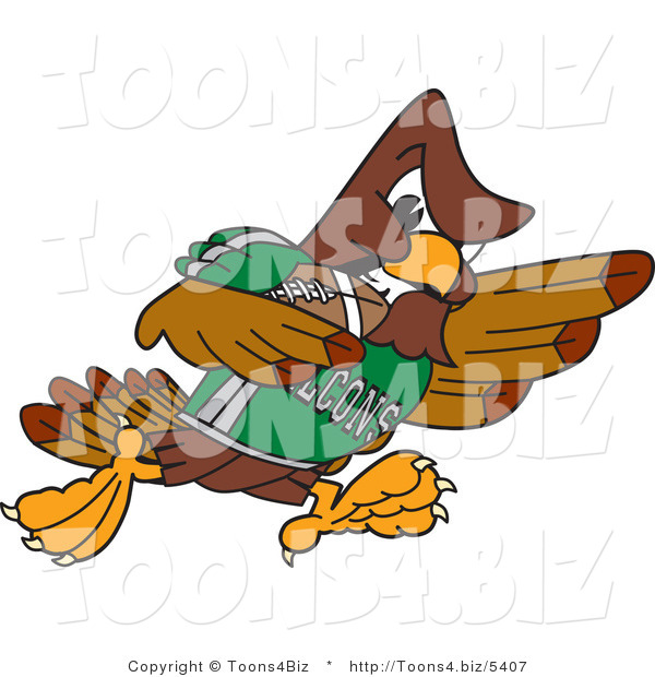 Vector Illustration of a Cartoon Falcon Mascot Character Playing Football