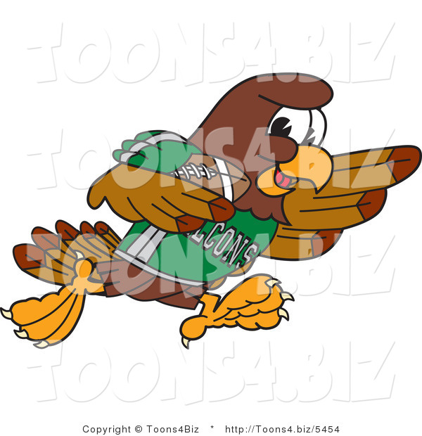 Vector Illustration of a Cartoon Falcon Mascot Character Running with a Football