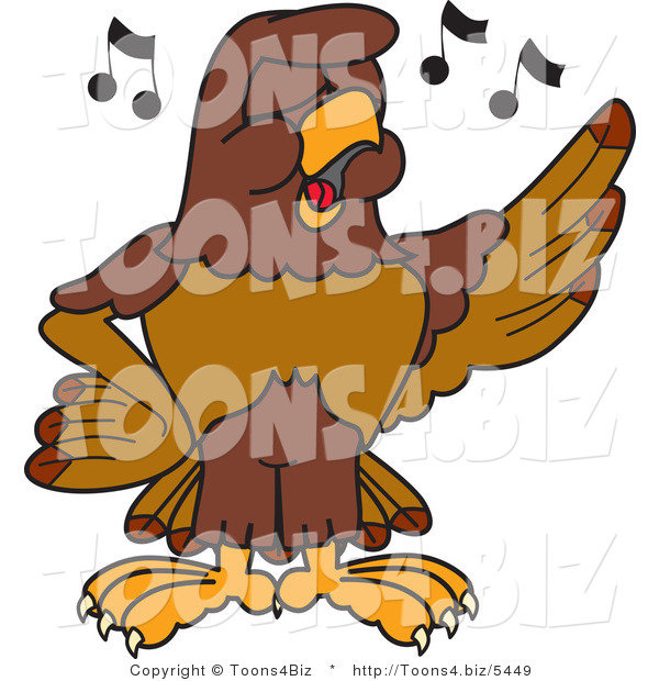Vector Illustration of a Cartoon Falcon Mascot Character Singing