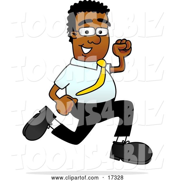 Vector Illustration of a Cartoon Fast Black Business Man Mascot Running