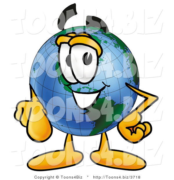Vector Illustration of a Cartoon Globe Mascot Pointing at the Viewer