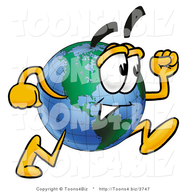 Vector Illustration of a Cartoon Globe Mascot Running