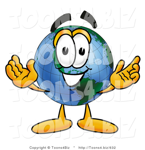 Vector Illustration of a Cartoon Globe Mascot with Welcoming Open Arms