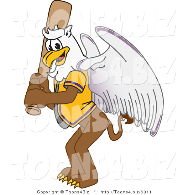 Vector Illustration of a Cartoon Griffin Mascot Batting