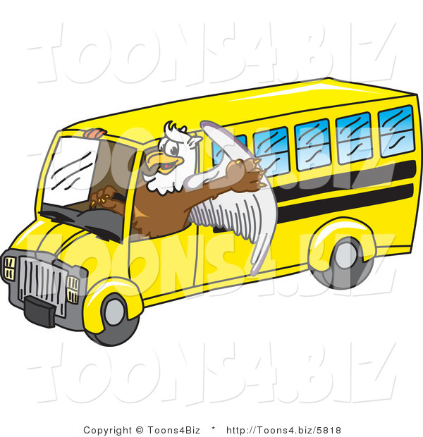 Vector Illustration of a Cartoon Griffin Mascot Driving a Bus