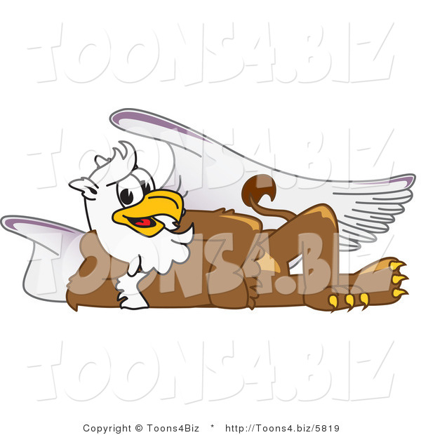 Vector Illustration of a Cartoon Griffin Mascot Reclined