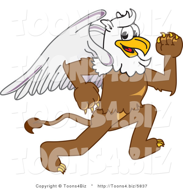 Vector Illustration of a Cartoon Griffin Mascot Running