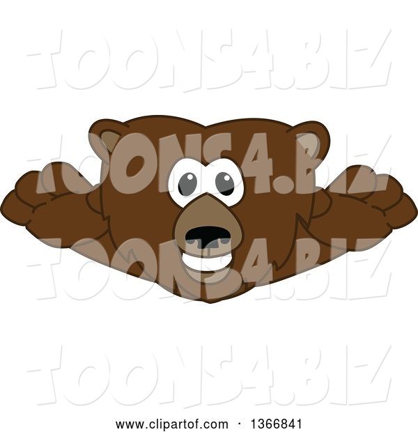 Vector Illustration of a Cartoon Grizzly Bear School Mascot Leaping Forward