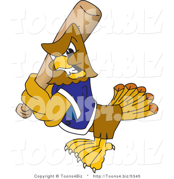 Vector Illustration of a Cartoon Hawk Mascot Character Baseball Player