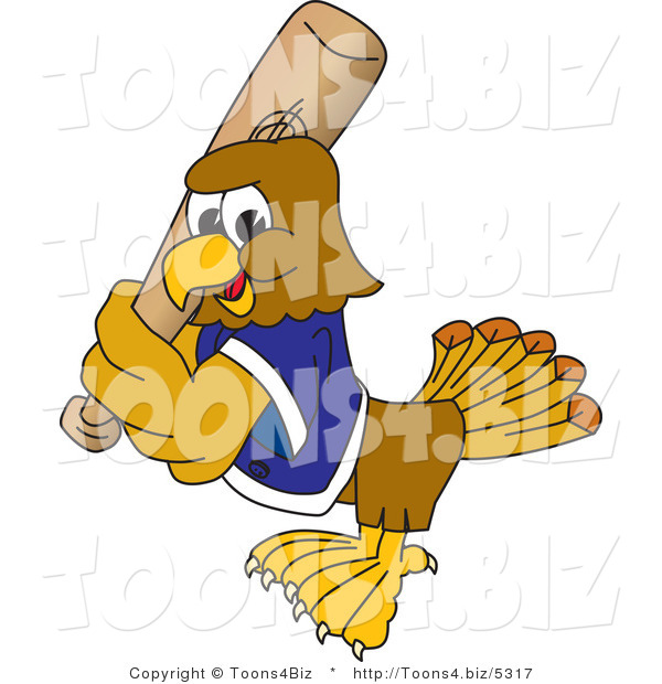 Vector Illustration of a Cartoon Hawk Mascot Character Batting