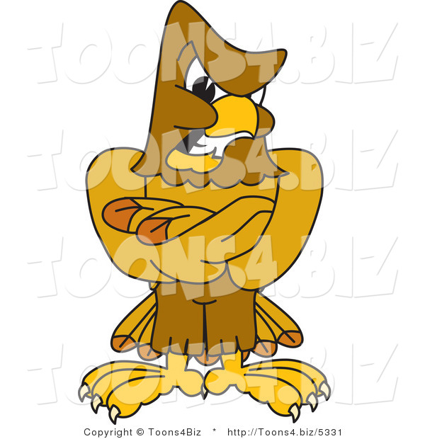 Vector Illustration of a Cartoon Hawk Mascot Character Being Tough