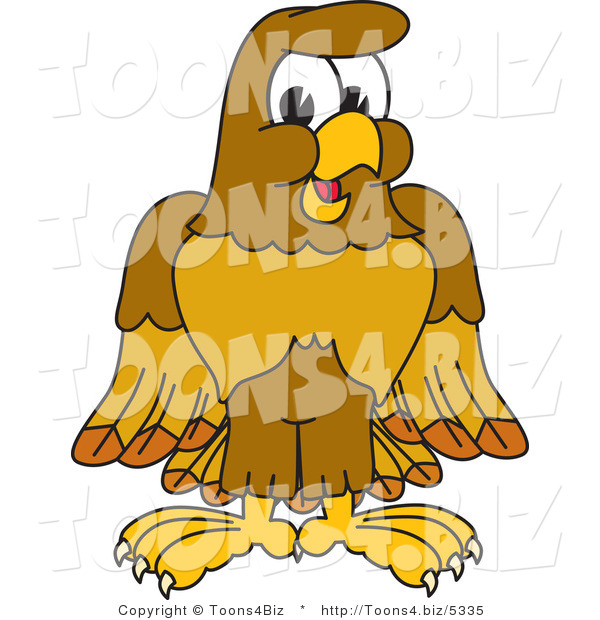 Vector Illustration of a Cartoon Hawk Mascot Character