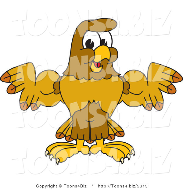 Vector Illustration of a Cartoon Hawk Mascot Character Flexing