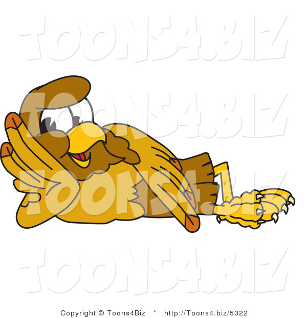 Vector Illustration of a Cartoon Hawk Mascot Character Reclined