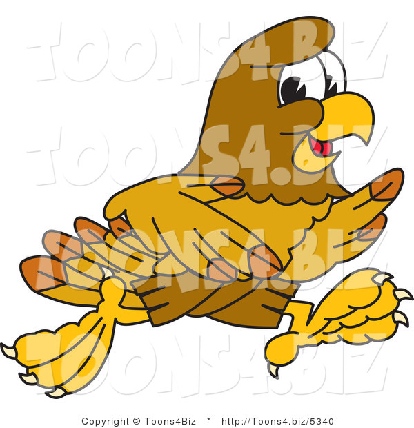 Vector Illustration of a Cartoon Hawk Mascot Character Running
