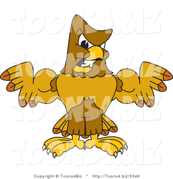 Vector Illustration of a Cartoon Hawk Mascot Character Showing off His Muscles