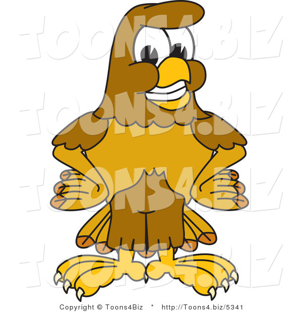 Vector Illustration of a Cartoon Hawk Mascot Character with His Hands on His Hips