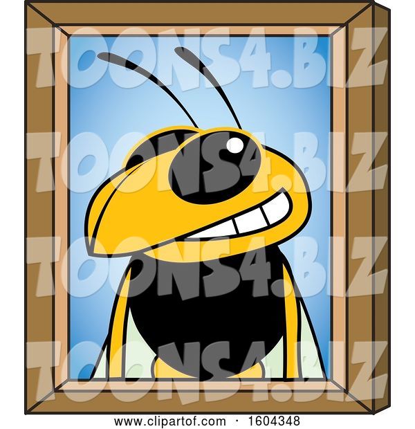 Vector Illustration of a Cartoon Hornet School Mascot Portrait