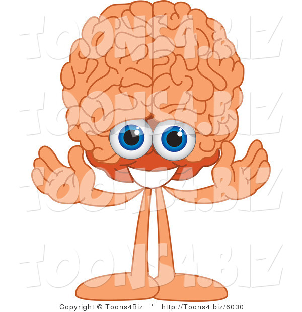 Vector Illustration of a Cartoon Human Brain Mascot Welcoming