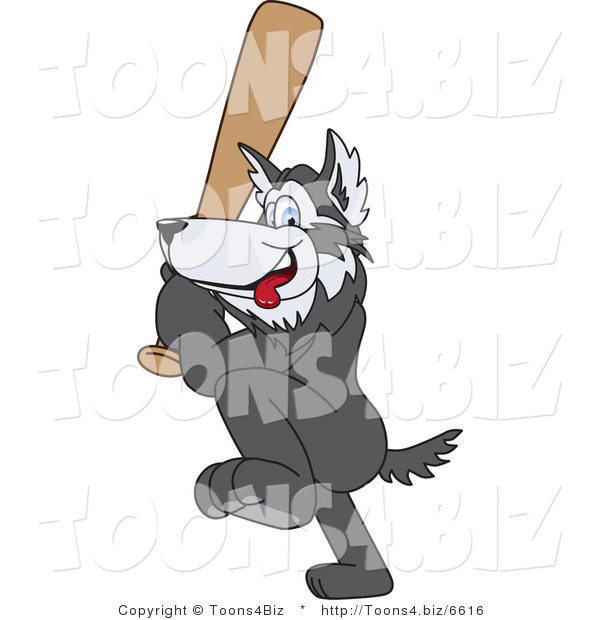 Vector Illustration of a Cartoon Husky Mascot Playing Baseball