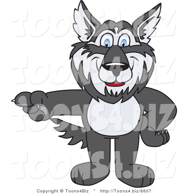 Vector Illustration of a Cartoon Husky Mascot Pointing Left